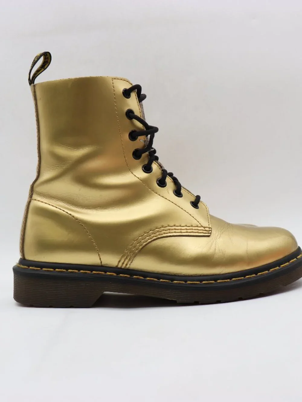 Doc Dr. Martens Pascal Combat Boots Women's Size 9 Metallic Gold Leather